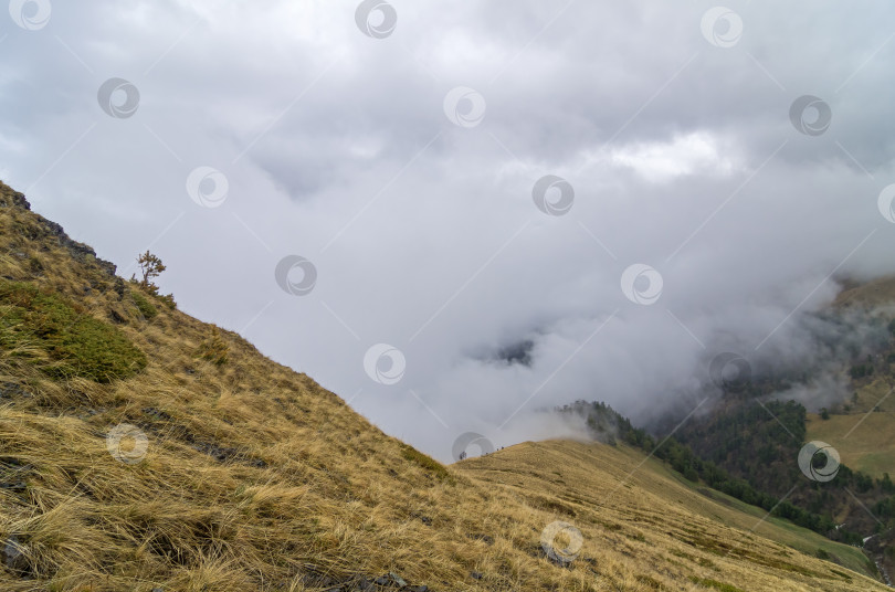 Скачать Горный хребет, покрытый облаками. фотосток Ozero