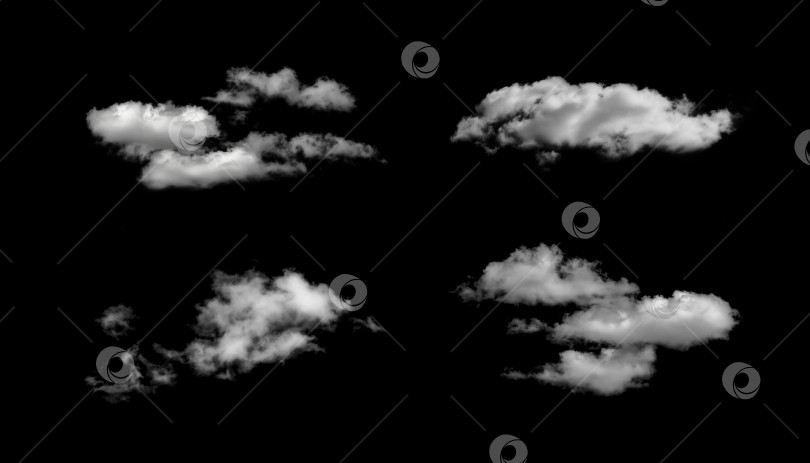 Скачать Набор облаков на черном фоне. Текстура облаков. фотосток Ozero