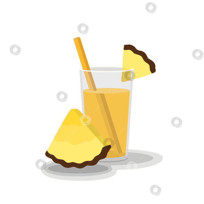 Скачать Ананасовый сок сок в стакане с ананасом на белом фоне фотосток Ozero