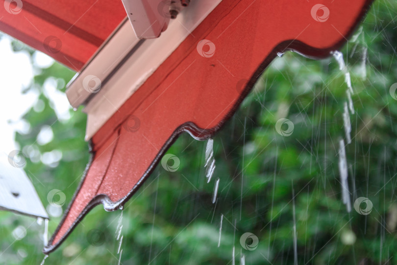 Скачать Дождь капает с крыши летнего кафе фотосток Ozero