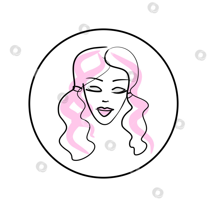 Скачать лицо молодой девушки. круглый логотип для салона красоты. макияж и косметология фотосток Ozero