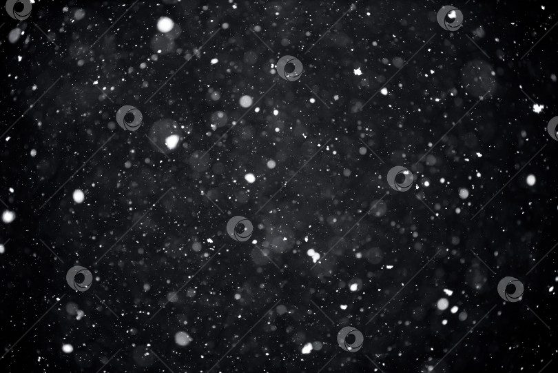 Скачать Падающий снег на черном фоне. Сильный снегопад, метель. фотосток Ozero