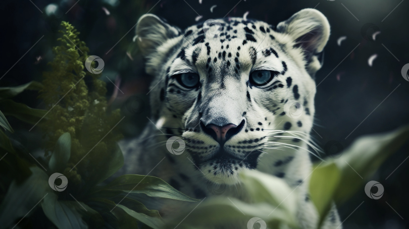 Скачать Белый леопард в зарослях фотосток Ozero