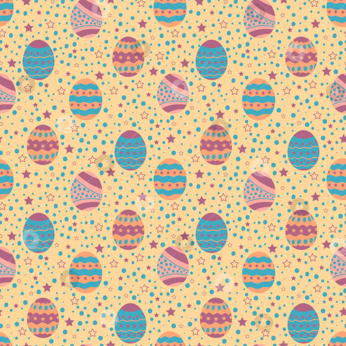 Скачать Бесшовные узоры из яиц с рисунком, Пасха, векторная графика 1000х1000 пикселей. Векторная графика фотосток Ozero
