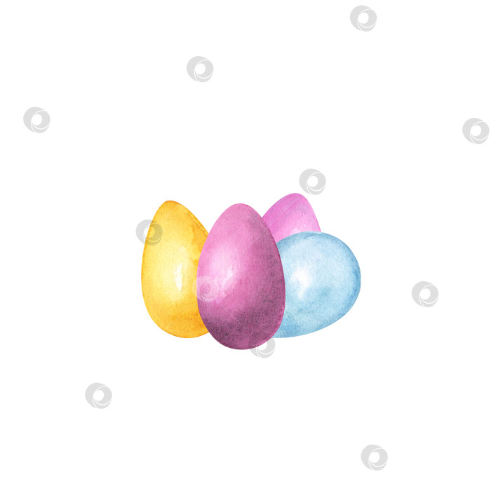 Скачать Выложите крашеные яйца изолированно на белые. Дизайн пасхальной иллюстрации для рисования от руки фотосток Ozero