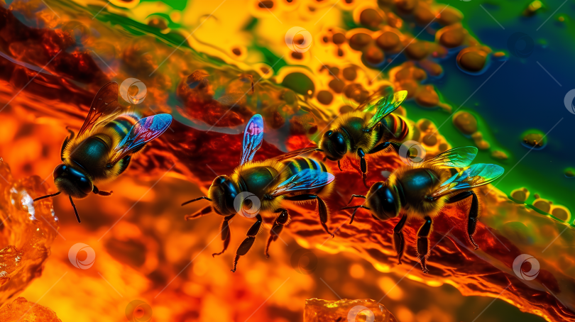 Скачать Пчёлы и расплавленный мёд фотосток Ozero