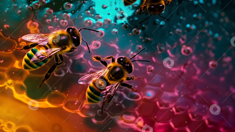 Скачать Пчёлы и цветной мёд фотосток Ozero