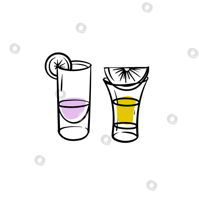 Скачать Стеклянная тара для напитков. Иллюстрация в стиле каракулевого наброска. фотосток Ozero