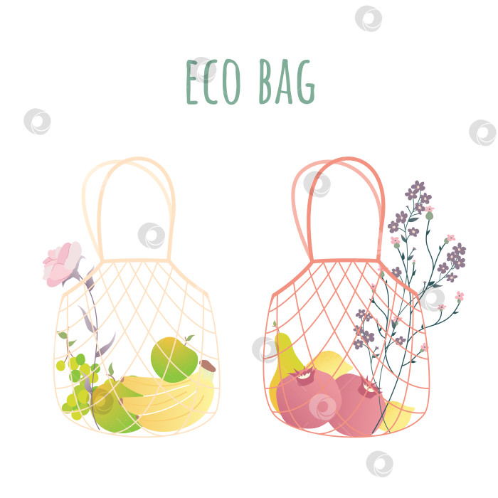 Скачать Набор экологичных сумок авосек для продуктов фотосток Ozero