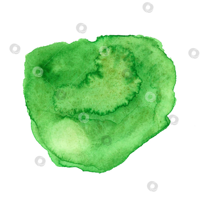 Скачать Абстрактное зеленое акварельное пятно, изолированное. Акварельная текстура, нарисованная от руки, для фонов, открыток, баннеров и листовок фотосток Ozero