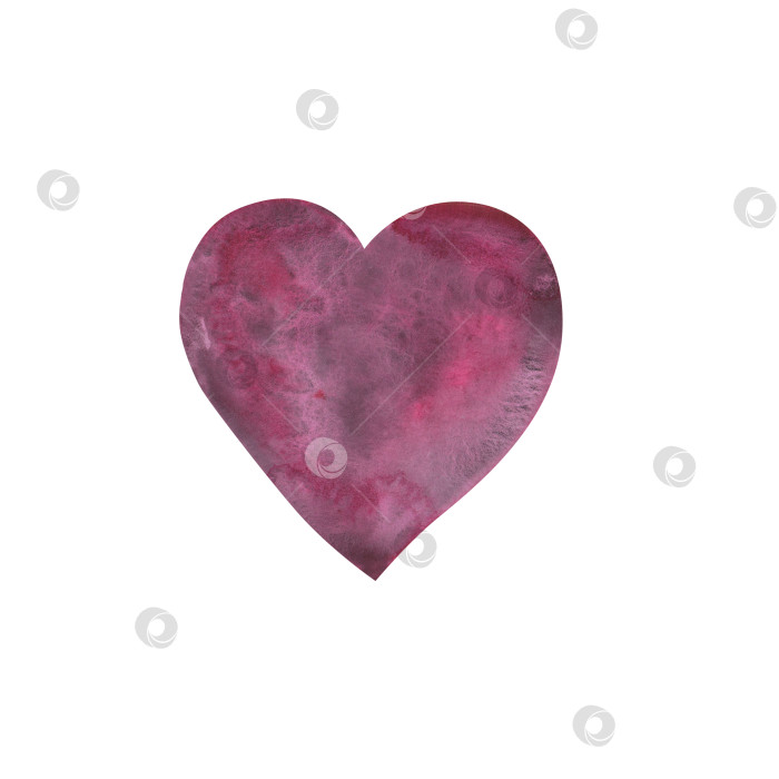 Скачать Акварель в форме сердца розового цвета, выделенная на белом фоне. Рисованная иллюстрация для открыток на день Святого Валентина фотосток Ozero