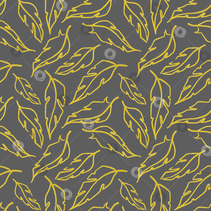 Скачать Золотисто-желто-серый символ листа из перьев бесшовный узор текстурный фон фотосток Ozero