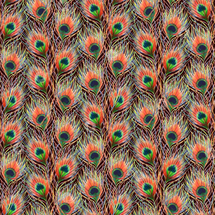 Скачать Радужный красочный павлин птичье перо бесшовный узор фоновая текстура фотосток Ozero