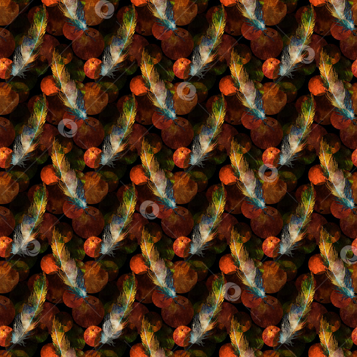Скачать Акварельное красочное перо бесшовный узор фоновая текстура фотосток Ozero