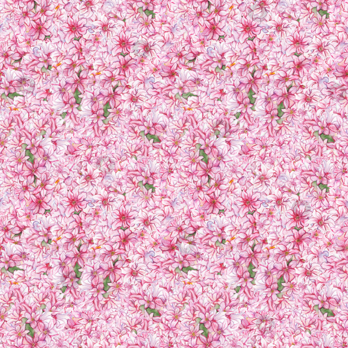 Скачать Акварельный розовый цветок гиацинта природное растение бесшовный узор текстурный фон фотосток Ozero