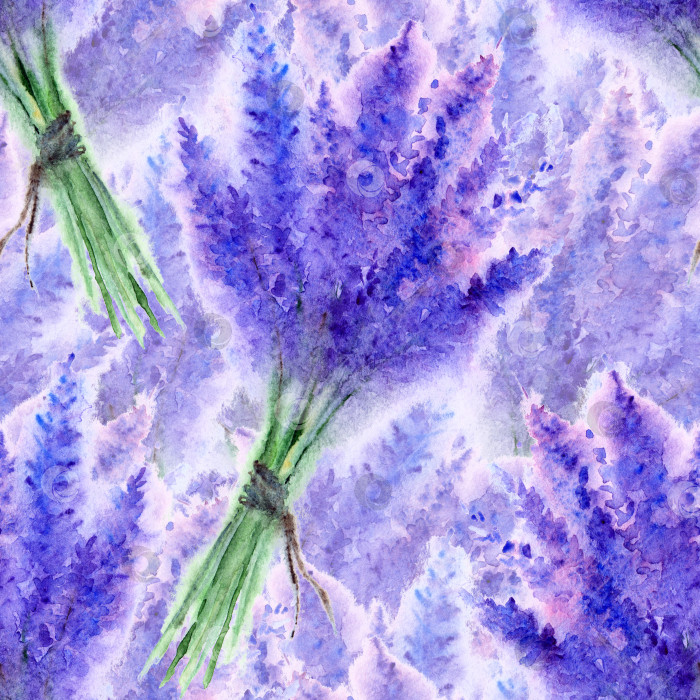 Скачать Акварельный цветок лаванды цветочный букет бесшовный узор текстурный фон фотосток Ozero