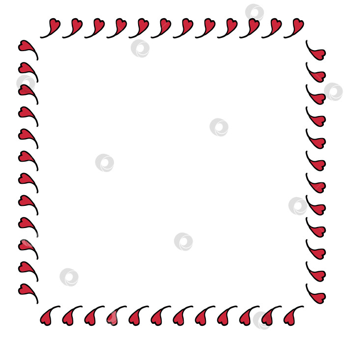 Скачать Квадратная рамка с праздничными красными сердечками на белом фоне. Векторное изображение. фотосток Ozero