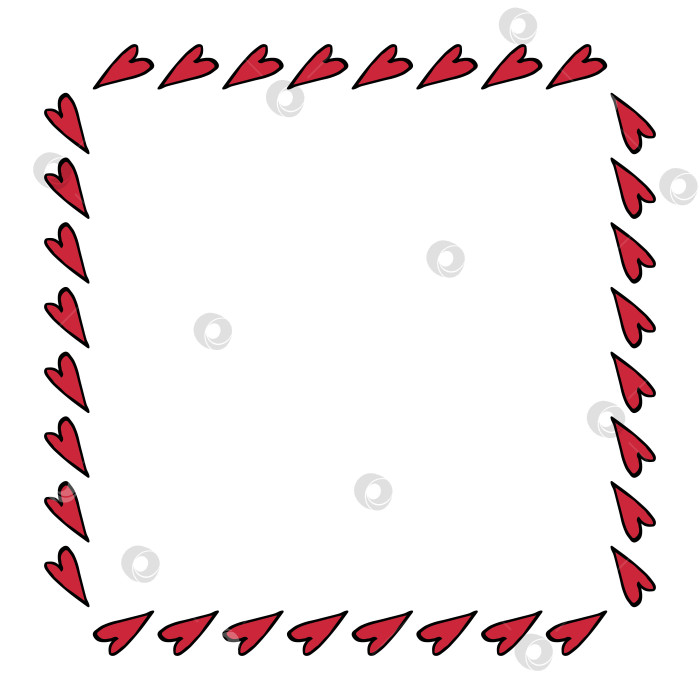 Скачать Квадратная рамка с большими красными сердцами на белом фоне. Векторное изображение. фотосток Ozero