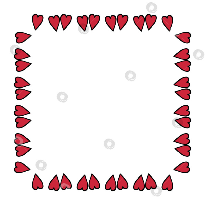 Скачать Квадратная рамка с романтическими красными сердечками на белом фоне. Векторное изображение. фотосток Ozero