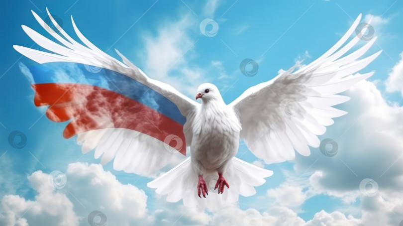 Скачать Голубь мира, Российский флаг фотосток Ozero
