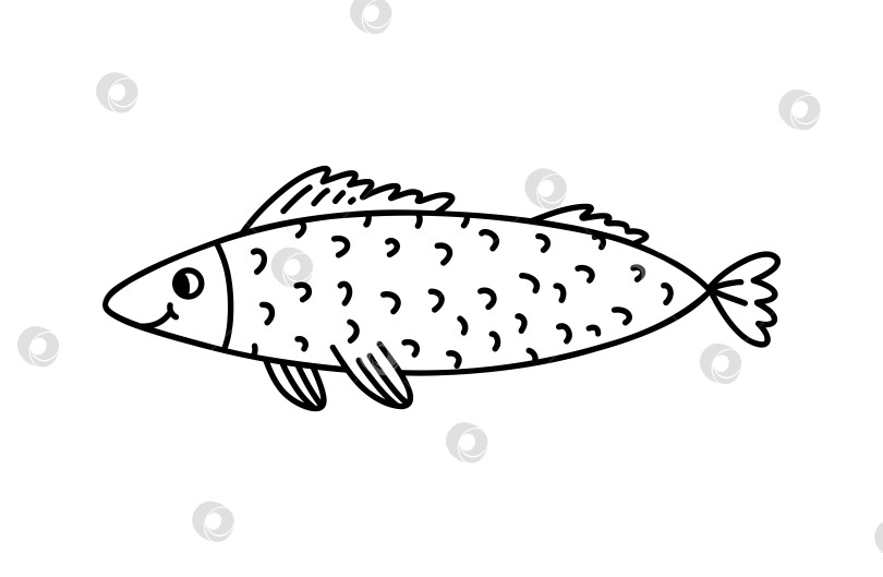 Скачать Симпатичная рыбка, изолированная на белом фоне. Векторная рисованная иллюзия фотосток Ozero