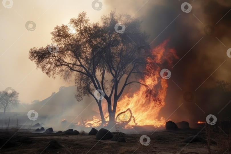 Скачать Лес, охваченный лесным пожаром, стал причиной сильной летней жары фотосток Ozero