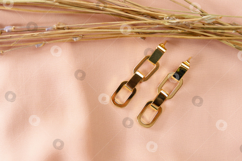 Скачать Золотые серьги-украшение крупным планом. Роскошные женские украшения. фотосток Ozero