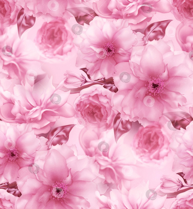 Скачать Розовая вишня цветок сакуры цветочное цифровое искусство бесшовный узор текстурный фон фотосток Ozero