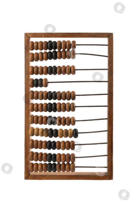Скачать старые деревянные счеты для бухгалтера, выделенные на белом фоне для вырезки фотосток Ozero