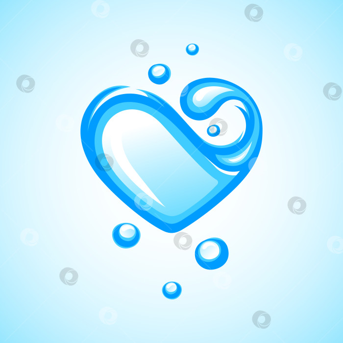 Скачать Вода, образующая форму сердца. Водный логотип. Векторная иллюстрация фотосток Ozero
