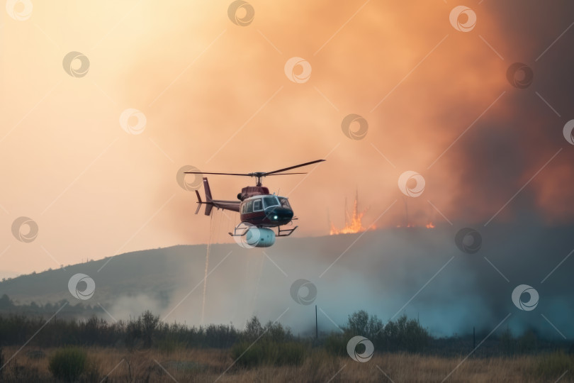 Скачать Воздушное тушение лесных пожаров в летнюю жару фотосток Ozero