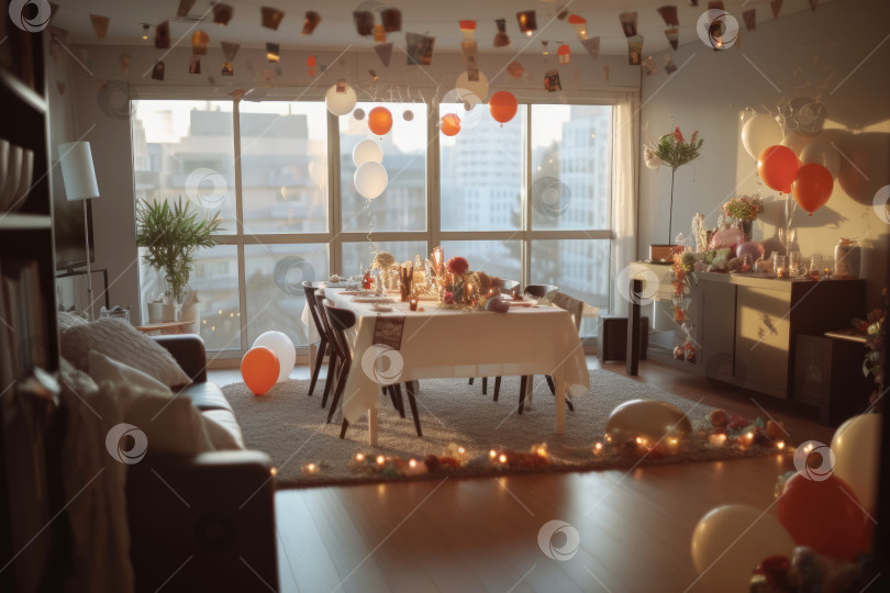 Скачать Оформление дня рождения в уютном интерьере гостиной фотосток Ozero