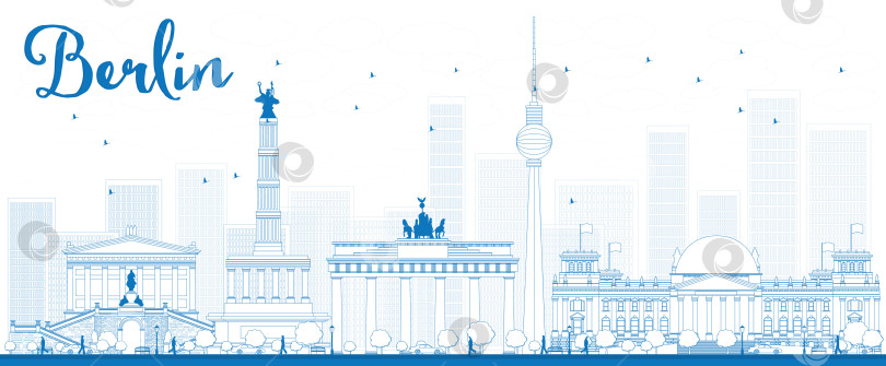 Скачать Очертите горизонт Берлина голубым зданием фотосток Ozero