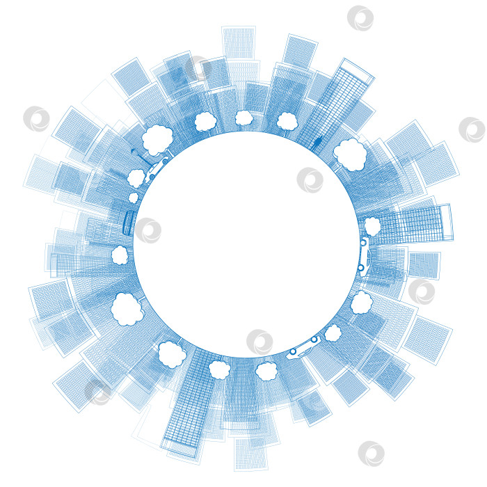 Скачать Выделите городские небоскребы синим цветом с копировальным пространством фотосток Ozero