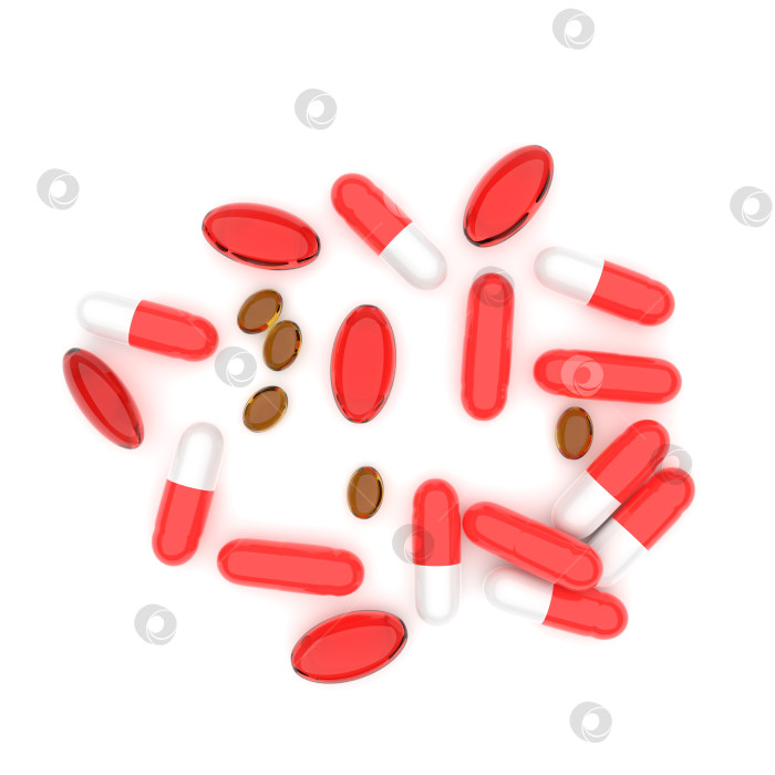 Скачать яркие цветные таблетки и капсулы на белом фоне, витамины и медикаменты, 3d-рендеринг ярких цветных таблеток и капсул на белом фоне, витамины и медикаменты, 3d-рендеринг фотосток Ozero
