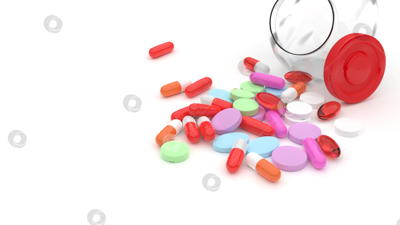 Скачать яркие цветные таблетки и капсулы на белом фоне, витамины и медикаменты, 3d-рендеринг ярких цветных таблеток и капсул на белом фоне, витамины и медикаменты, 3d-рендеринг фотосток Ozero