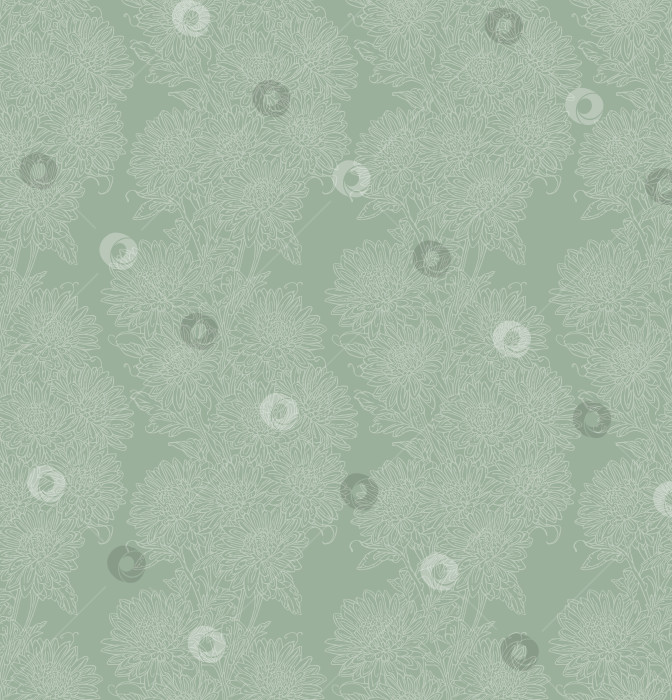 Скачать Бесшовный узор из хризантем зелено-голубого цвета фотосток Ozero