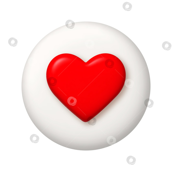 Скачать Значок красного сердечка на белой кнопке. реалистичный элемент 3d-дизайна. фотосток Ozero