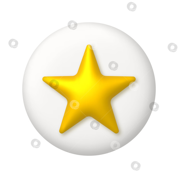 Скачать Золотой металлический знак в виде звезды на белой пуговице. 3d реалистичный векторный дизайн фотосток Ozero
