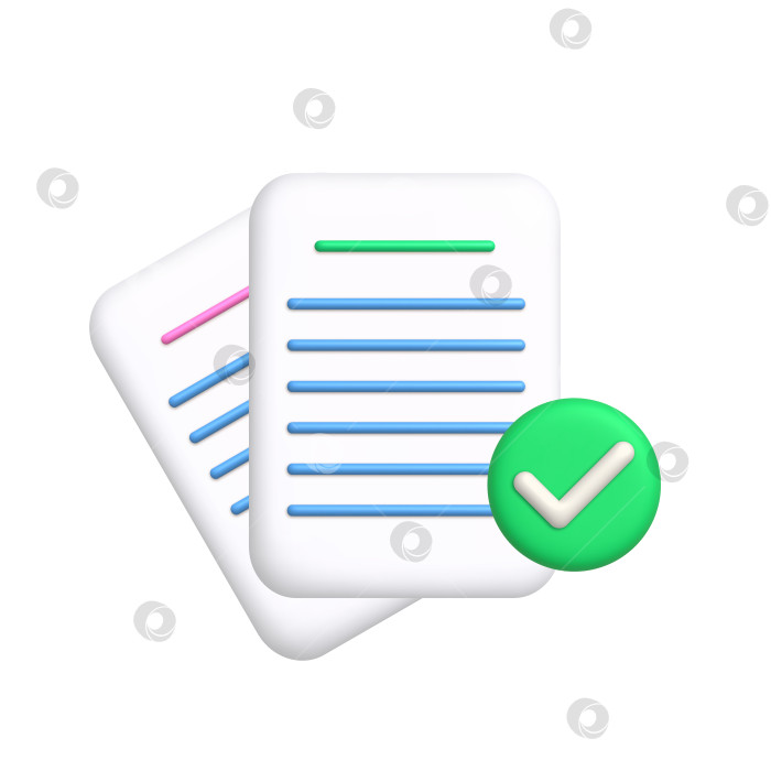 Скачать Значок деловых документов. Листы бумаги и галочка. Одобрить фотосток Ozero