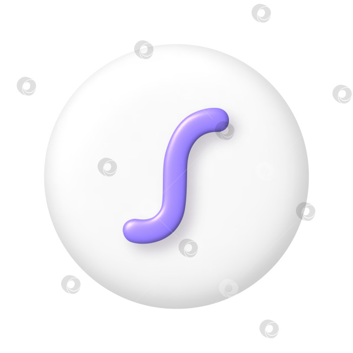 Скачать Математический 3D-значок. Фиолетовый функциональный знак на белой круглой кнопке. 3d-изображение фотосток Ozero