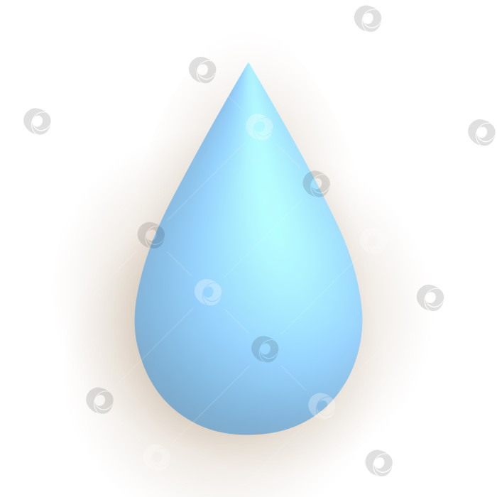 Скачать Капля воды, дождь. Симпатичный реалистичный значок погоды. 3d мультфильм. фотосток Ozero