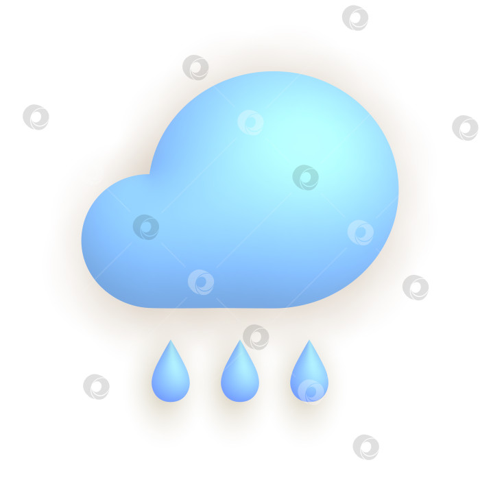 Скачать 3d реалистичный значок погоды дождь. Облако и капли. фотосток Ozero