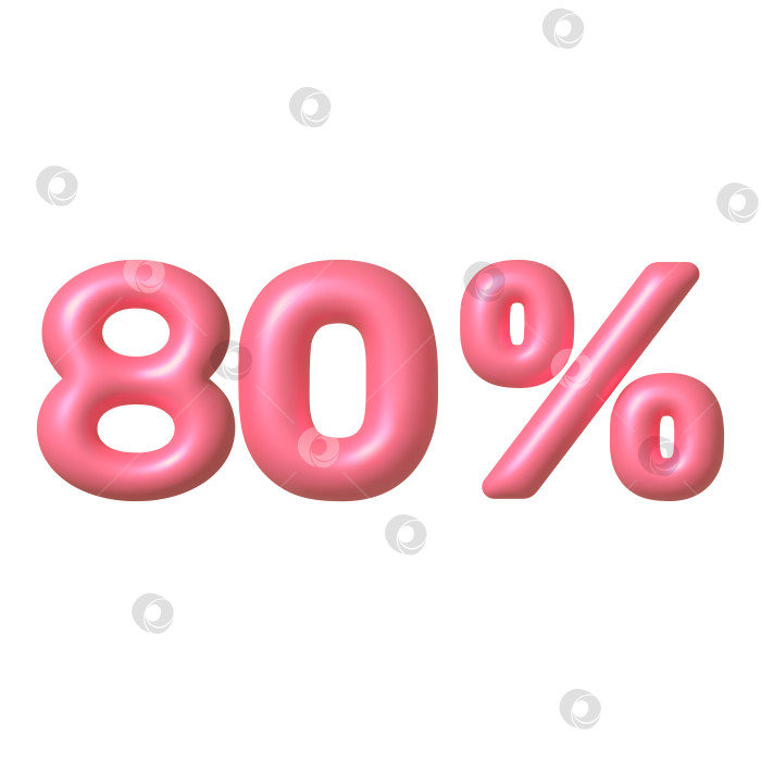 Скачать Продается 3D-иконка. Розовый глянцевый векторный знак с 80-процентной скидкой. реалистичный элемент дизайна в 3d-векторе. фотосток Ozero