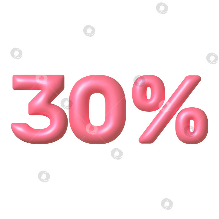 Скачать Продается 3D-иконка. Розовый глянцевый векторный знак с 30-процентной скидкой. 3d ve фотосток Ozero