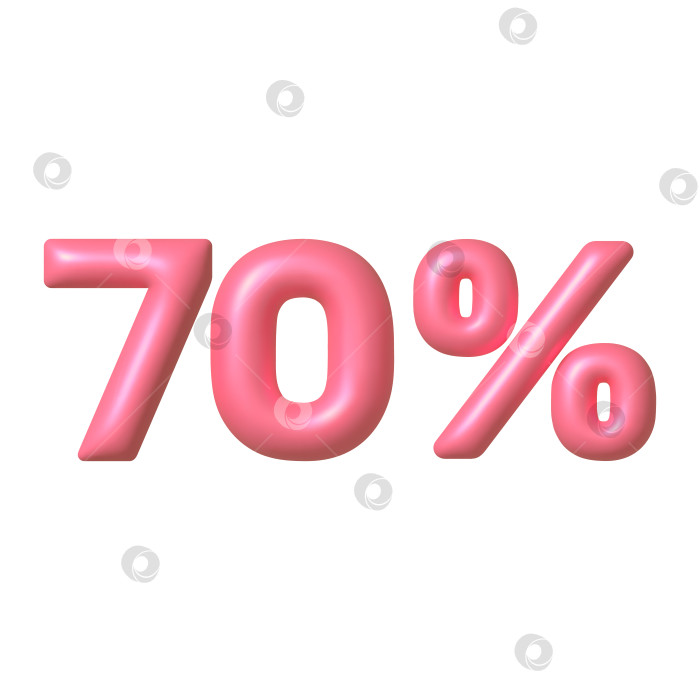 Скачать Продается 3D-иконка. Розовый глянцевый векторный знак с 70-процентной скидкой. 3d ve фотосток Ozero