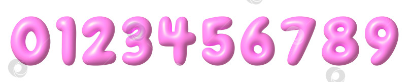 Скачать Набор розовых 3D-значков с цифрами. Симпатичный металлический мультяшный математический шрифт wi фотосток Ozero