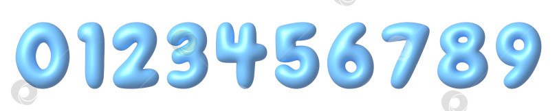 Скачать Набор синих 3D-значков с цифрами. Симпатичный металлический мультяшный математический шрифт с блестящими яркими бликами. реалистичный 3d-элемент векторного дизайна. фотосток Ozero