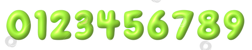 Скачать Набор зеленых 3D-значков с цифрами. Симпатичный металлический мультяшный математический шрифт w фотосток Ozero
