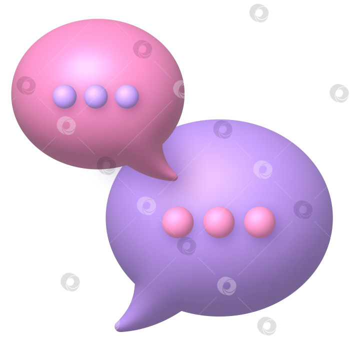 Скачать 3D-значок речевого пузыря. Розовые и фиолетовые пузыри с тремя точками. фотосток Ozero